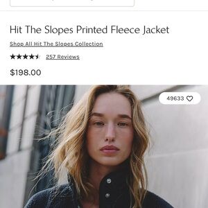 NWOT Free People Hit The Slopes Printed Fleece Jacket - Black